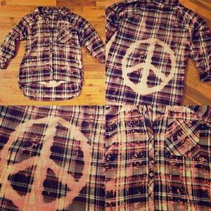 Bleached Peace Sign Flannel